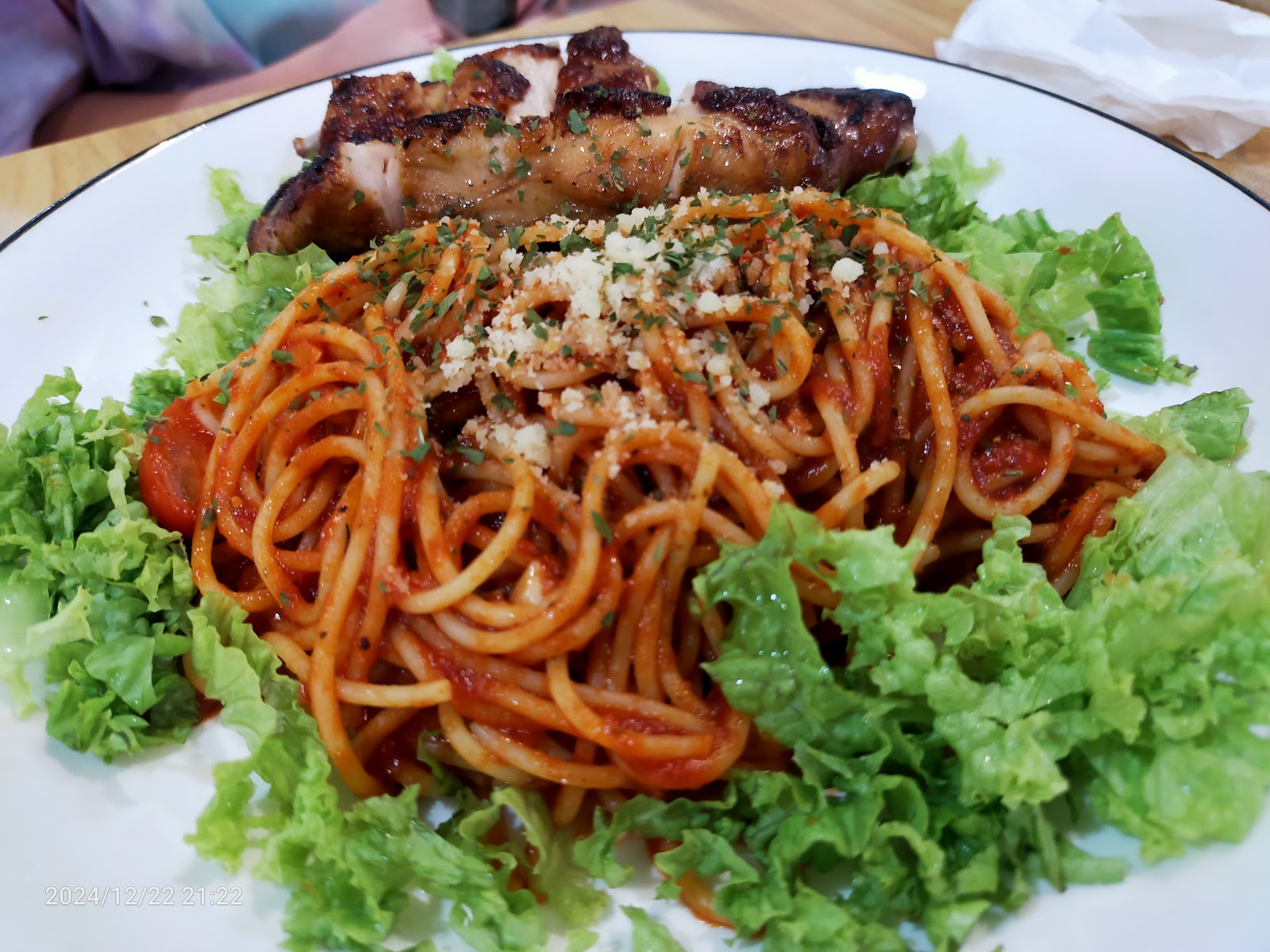 Lush Tomato Cream Spaghetti with Chicken Chop